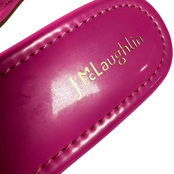 NWT J. McLaughlin Lucy Thong Pink Leather Sandals with Tortoise Shell Detail - Picture 8 of 11